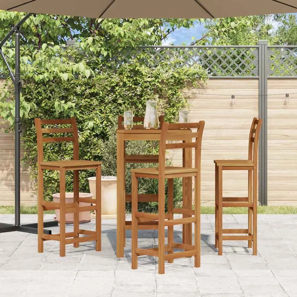 Solid Acacia Wood Bar Stools Set of 4 Indoor Outdoor Seating Kitchen Dining