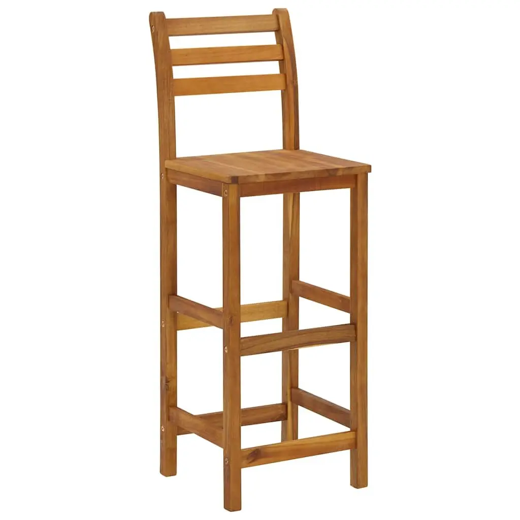 Solid Acacia Wood Bar Stools Set of 4 Indoor Outdoor Seating Kitchen Dining
