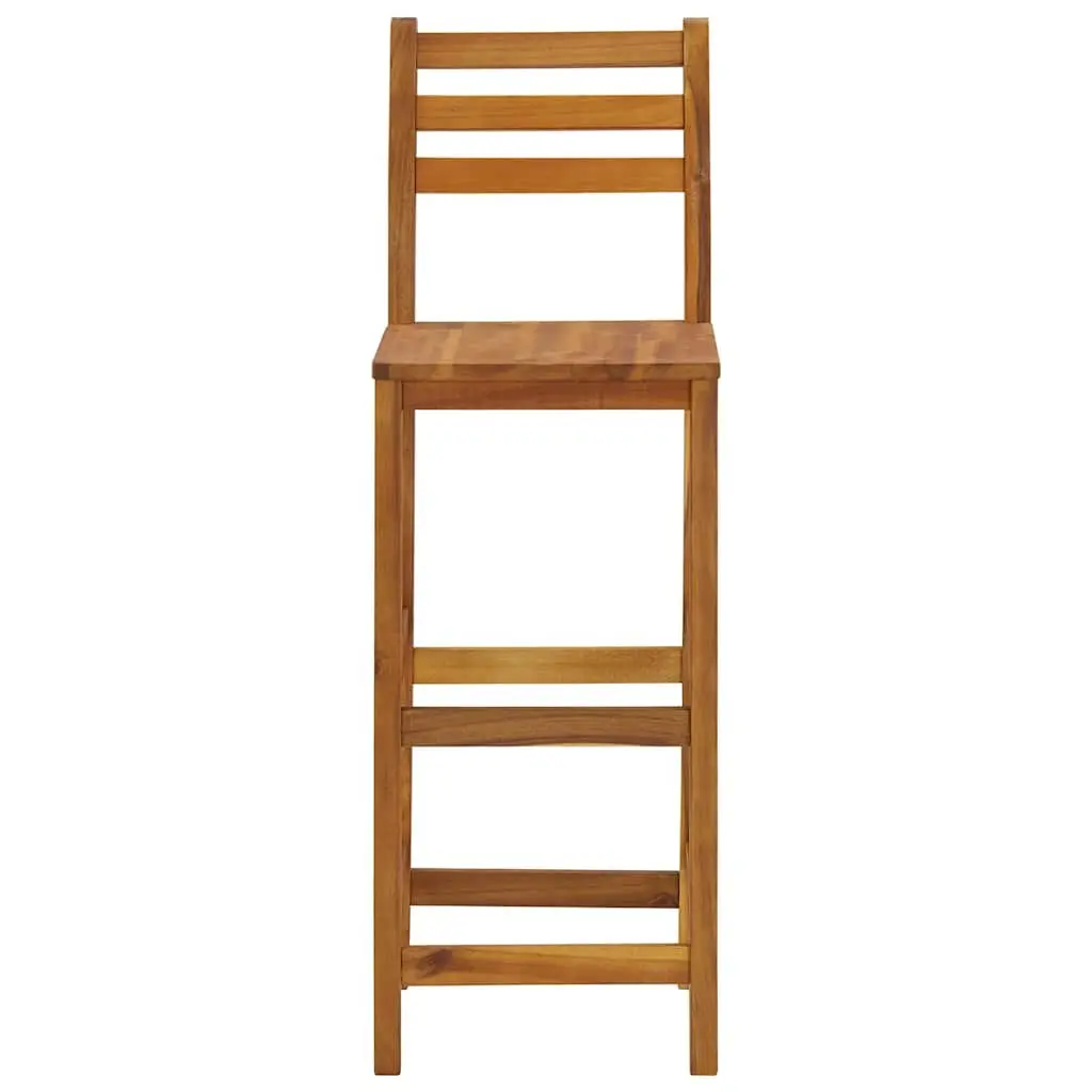 Solid Acacia Wood Bar Stools Set of 4 Indoor Outdoor Seating Kitchen Dining