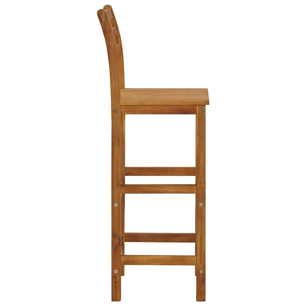 Solid Acacia Wood Bar Stools Set of 4 Indoor Outdoor Seating Kitchen Dining
