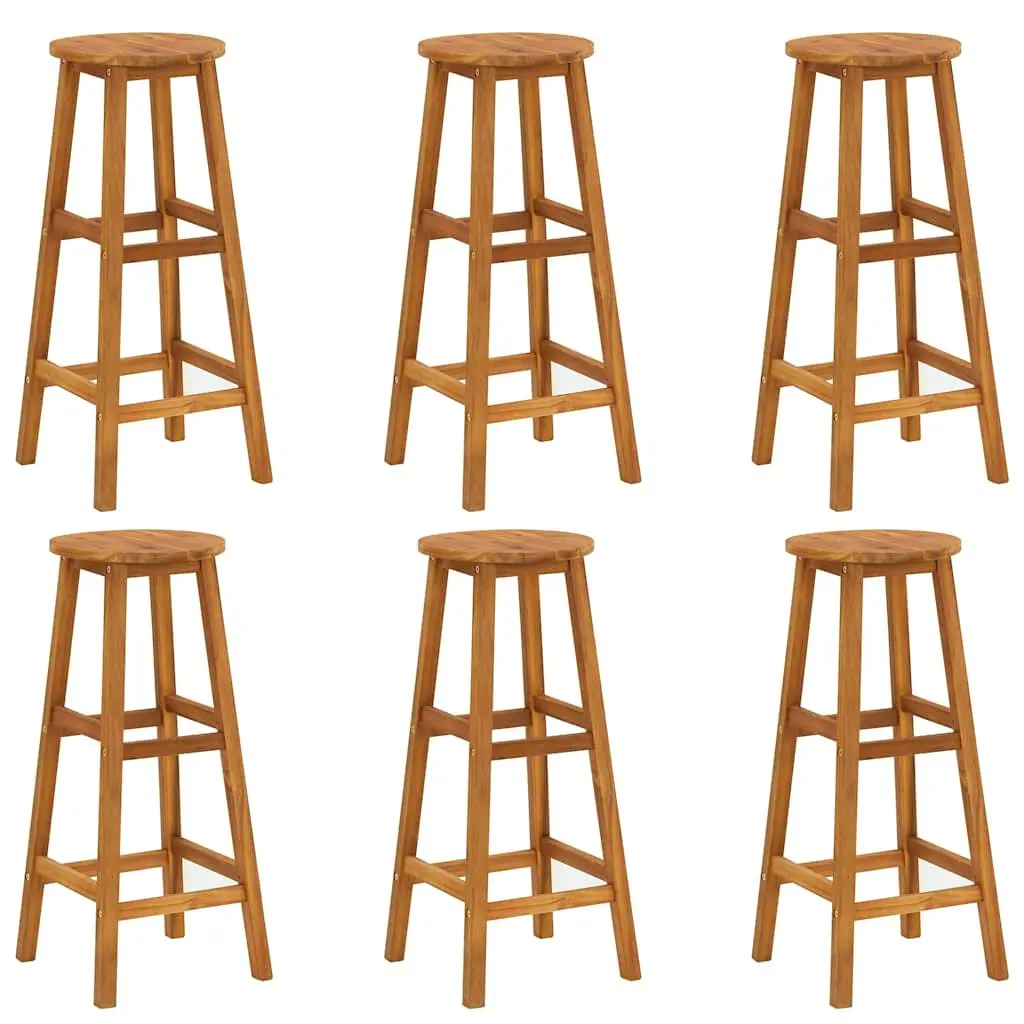 Outdoor Garden Seating Bar Stools 6 Piece Solid Acacia Wood Brown with Footrest