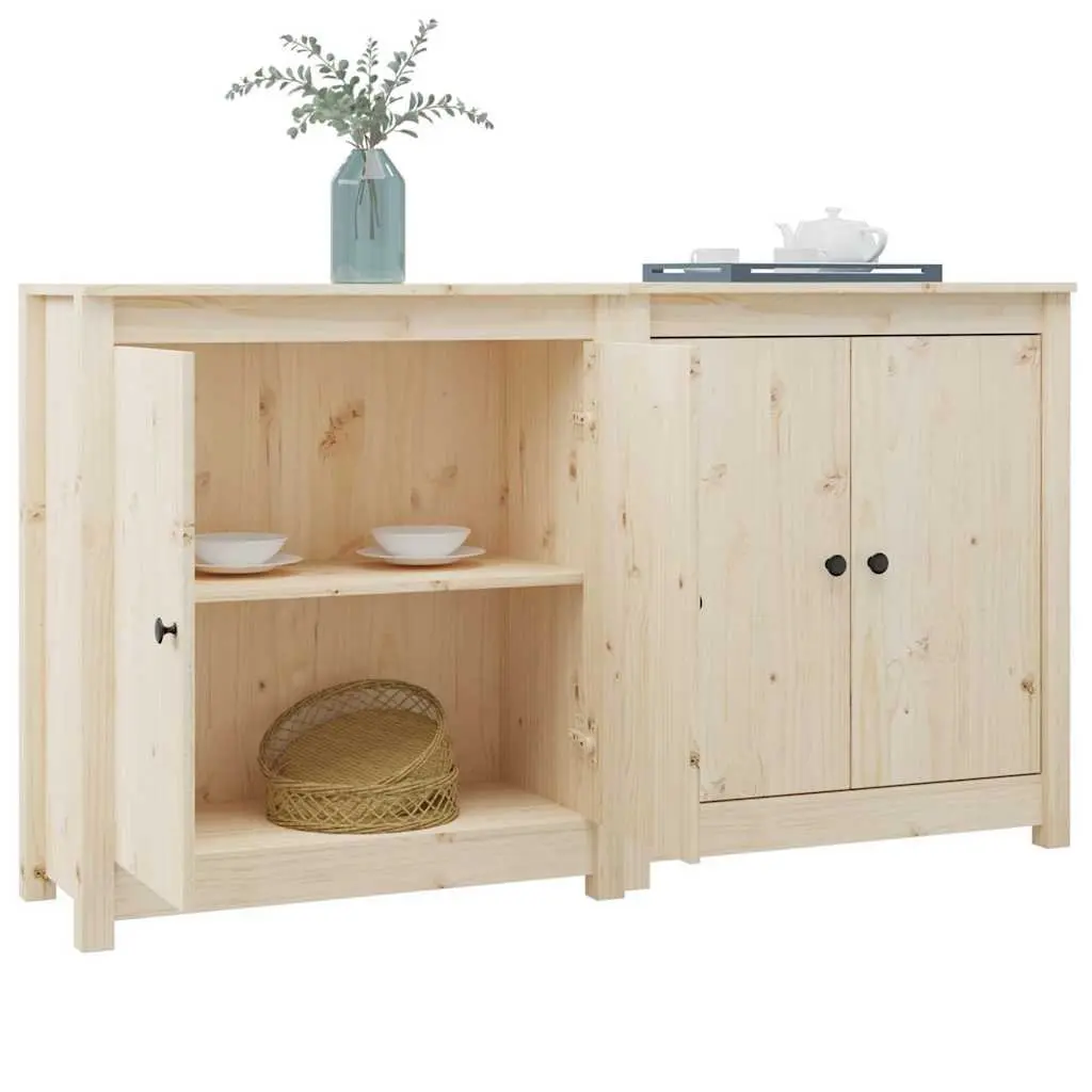 Solid Pine Wood Sideboards Brown 70x35x80 cm Storage Cabinet 2 Piece