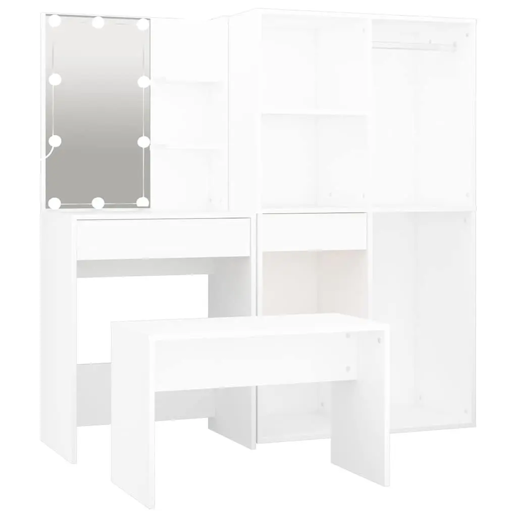 White Dressing Table Set with LED Mirror