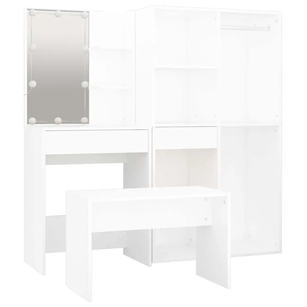 White Dressing Table Set with LED Mirror
