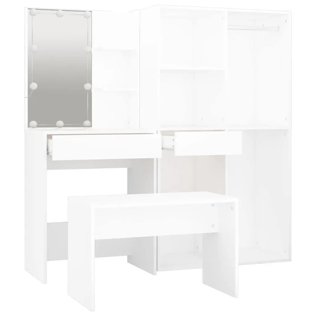 White Dressing Table Set with LED Mirror