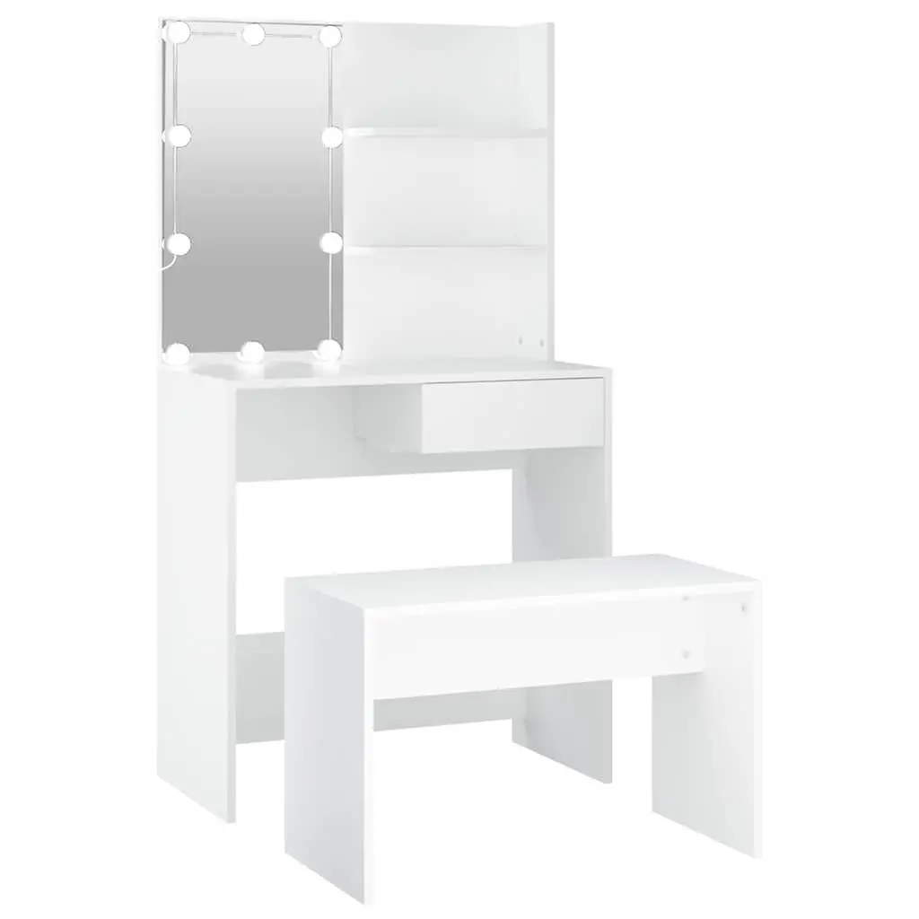 White Dressing Table Set with LED Mirror