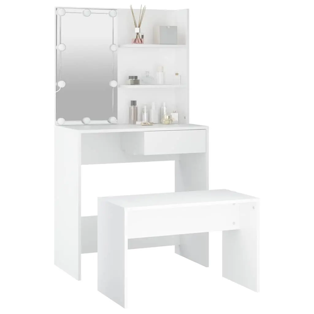 White Dressing Table Set with LED Mirror