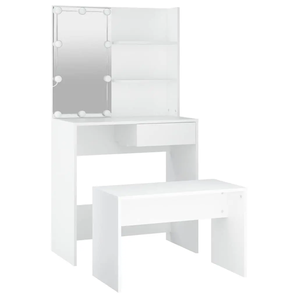 White Dressing Table Set with LED Mirror