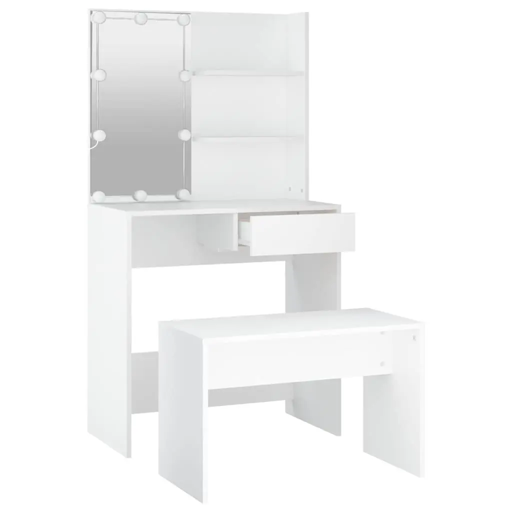 White Dressing Table Set with LED Mirror