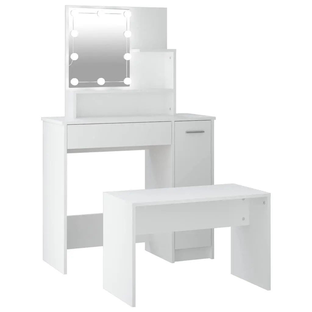 White Vanity Dressing Table Set with LED Mirror