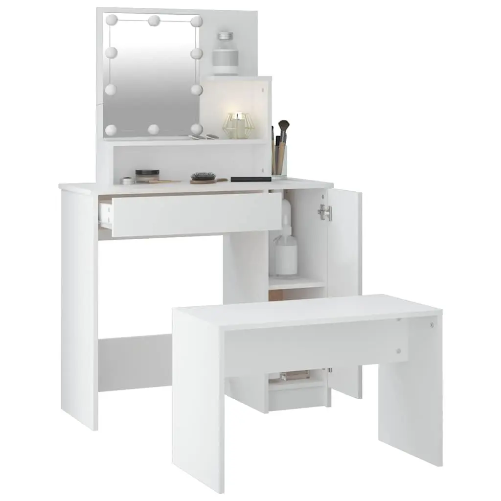 White Vanity Dressing Table Set with LED Mirror