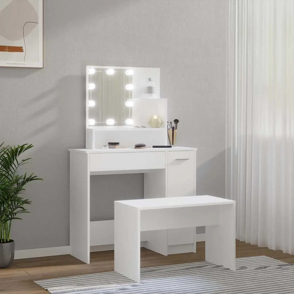 White Vanity Dressing Table Set with LED Mirror