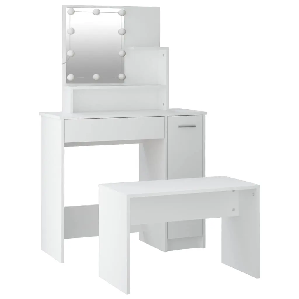 White Vanity Dressing Table Set with LED Mirror