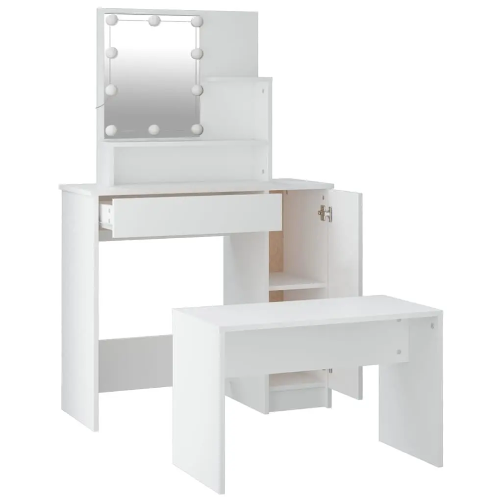 White Vanity Dressing Table Set with LED Mirror