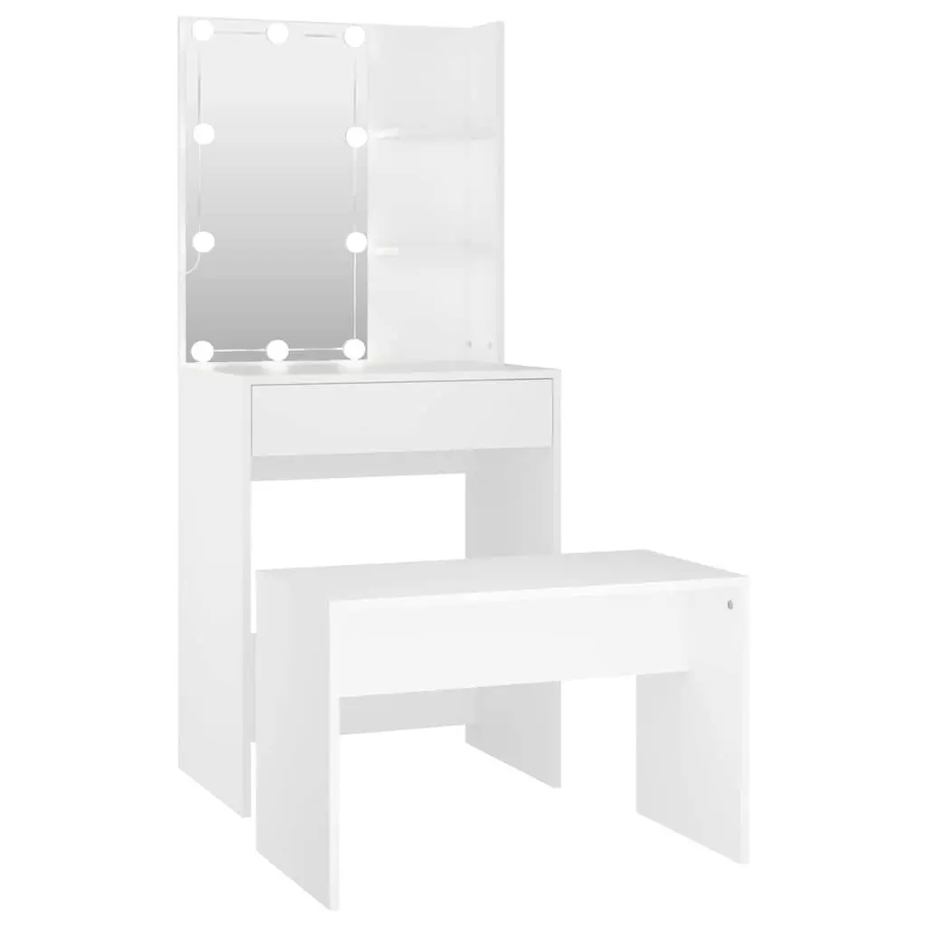 White Dressing Table Set with LED Mirror