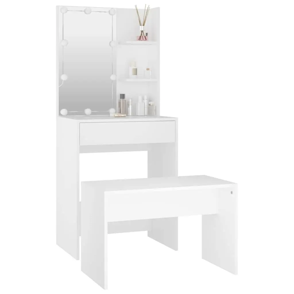 White Dressing Table Set with LED Mirror