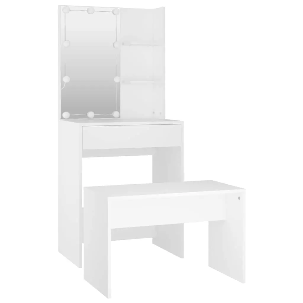White Dressing Table Set with LED Mirror
