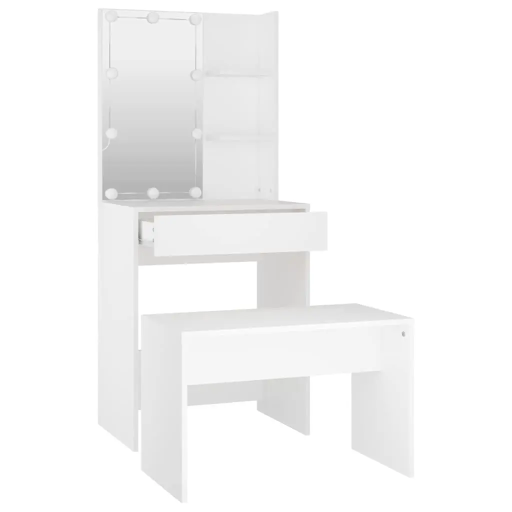 White Dressing Table Set with LED Mirror