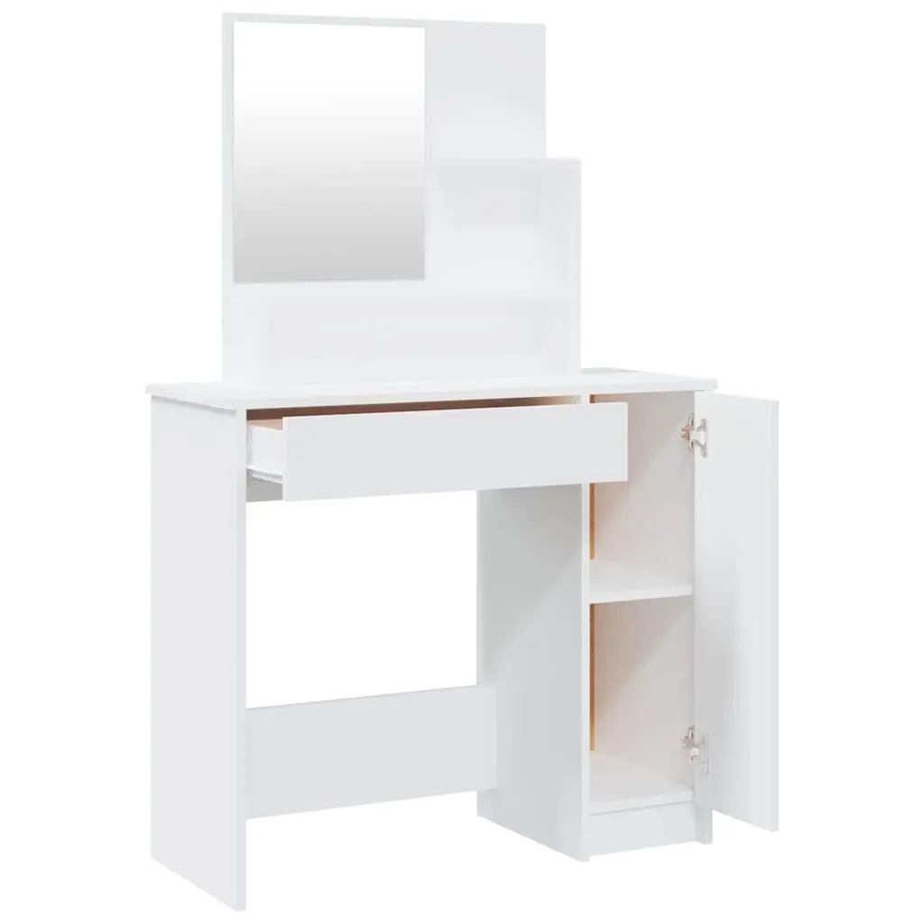 White Dressing Table Set with Mirror and Stool