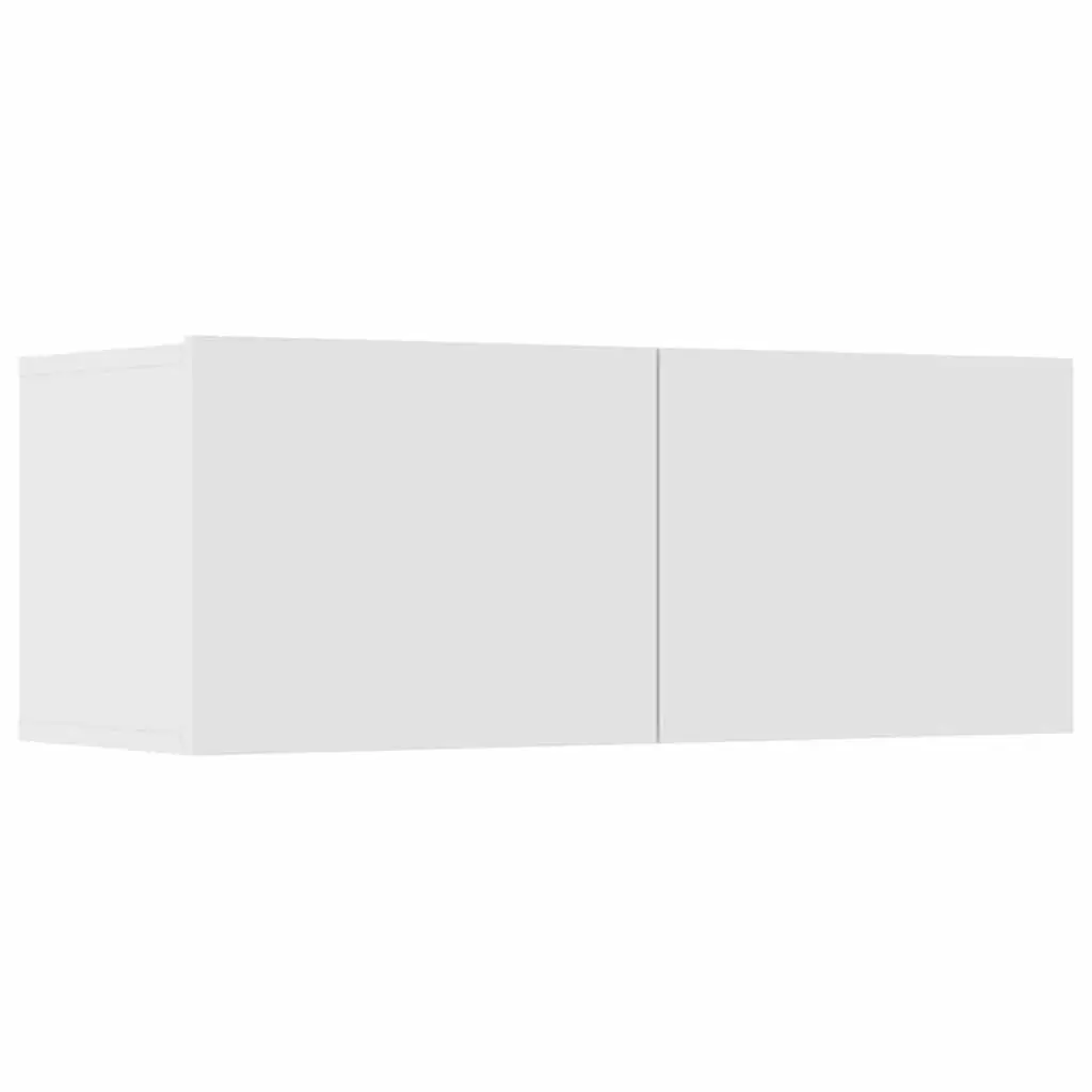 Wall-Mounted TV Cabinet in White Engineered Wood