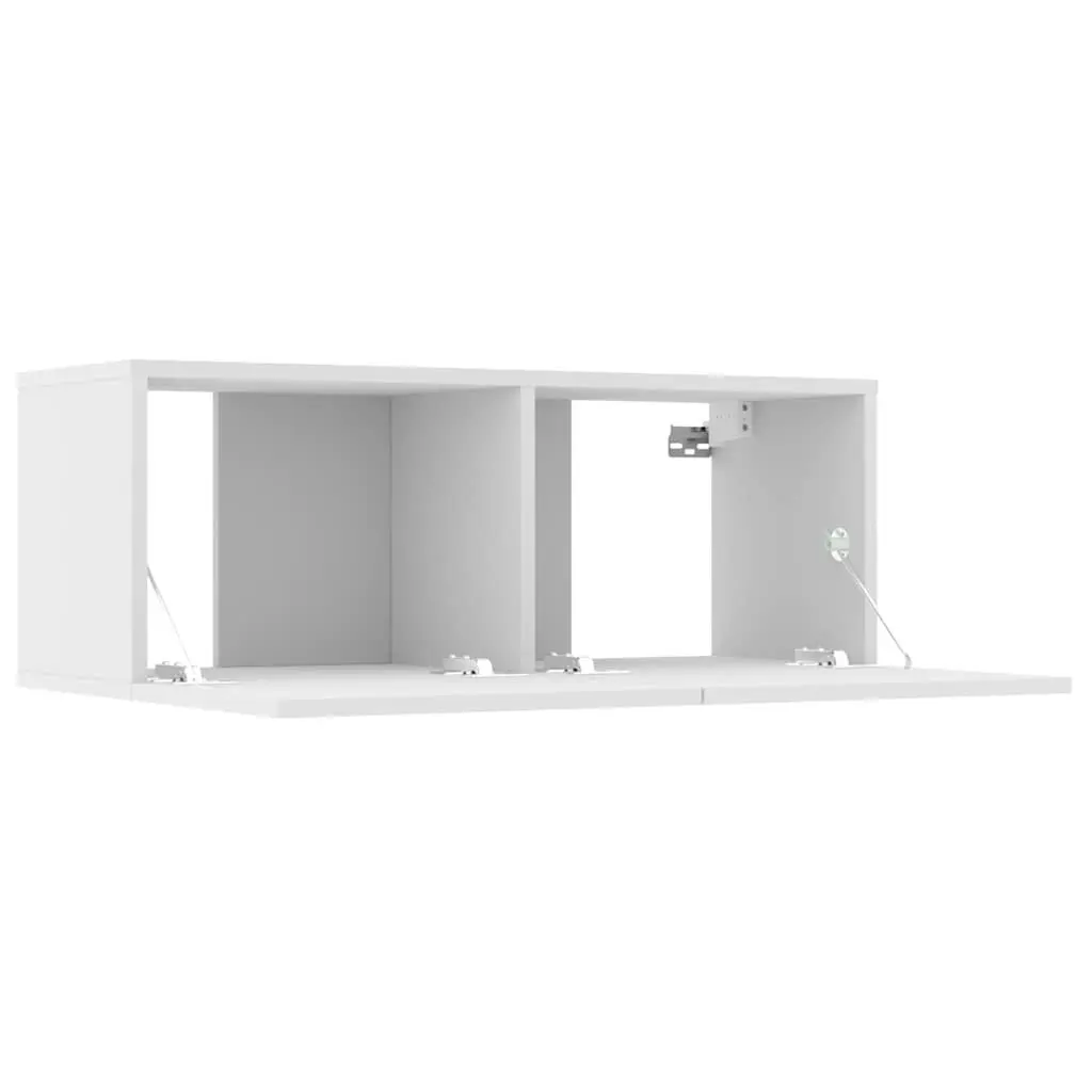 Wall-Mounted TV Cabinet in White Engineered Wood
