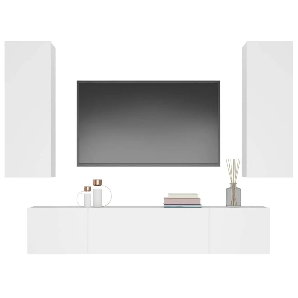 White Wall-Mounted TV Cabinet Set with Easy Care