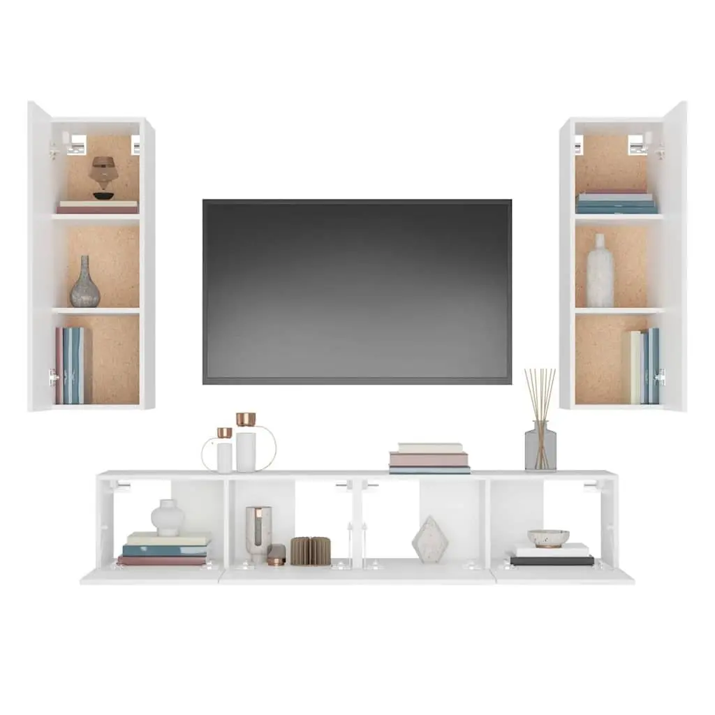 White Wall-Mounted TV Cabinet Set with Easy Care