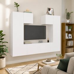 White 6-Piece Wall-Mounted TV Cabinet Storage Set