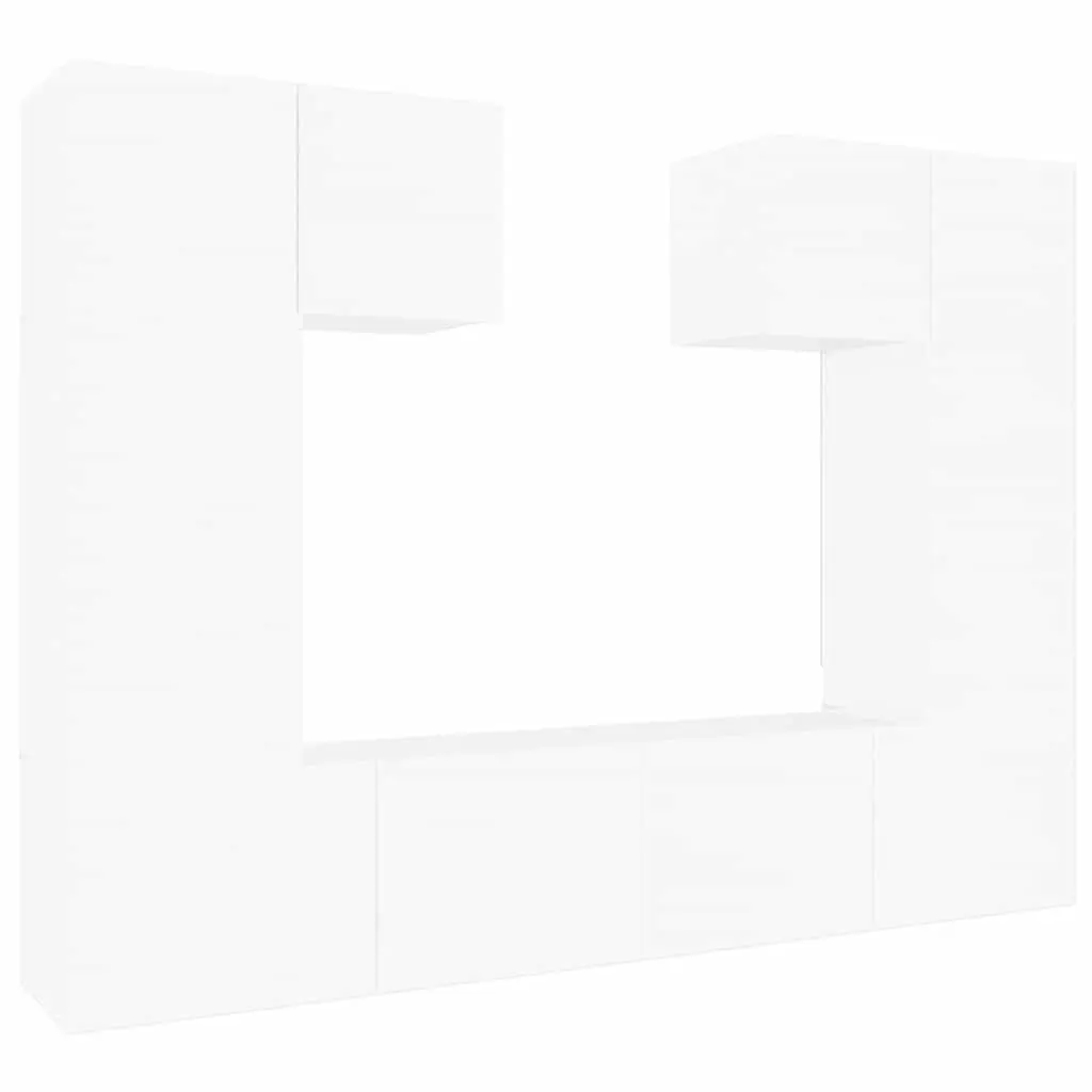 6 Piece Engineered Wood Storage Unit Wall-Mounted TV Cabinet Set White Finish