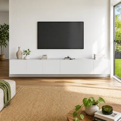 3 Piece Wall-Mounted White TV Cabinet Set for Living Space