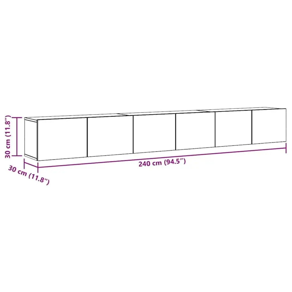 3 Piece Wall-Mounted White TV Cabinet Set for Living Space