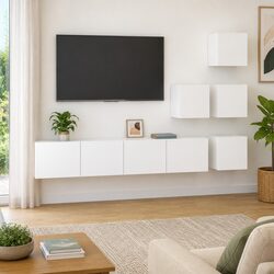 Floating Storage Unit in White Engineered Wood