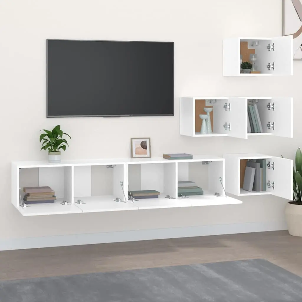 Floating Storage Unit in White Engineered Wood
