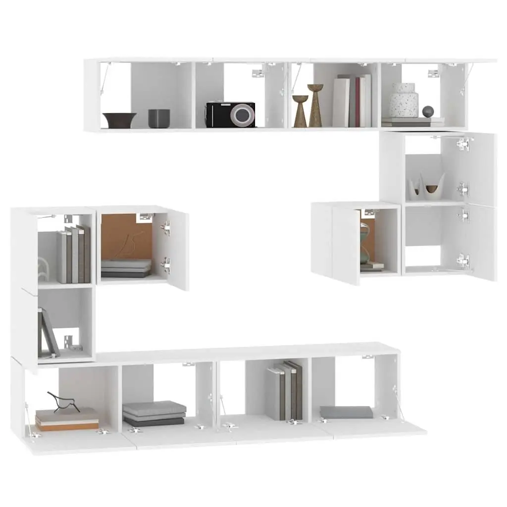 Wall-mounted TV Cabinet White Floating Storage Unit Engineered Wood