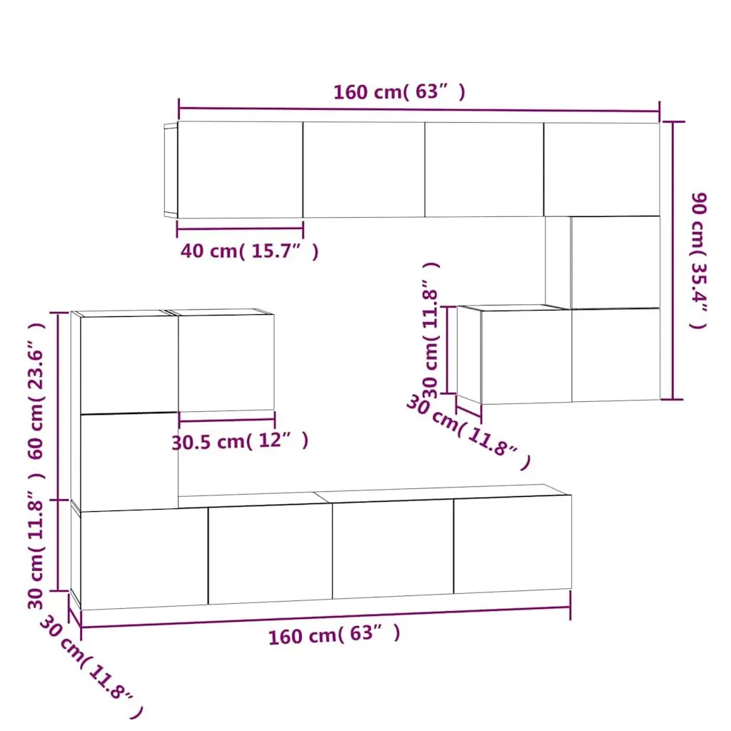 Wall-mounted TV Cabinet White Floating Storage Unit Engineered Wood