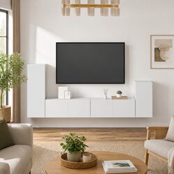 Charming 4 Piece White TV Cabinet Set for Your Home