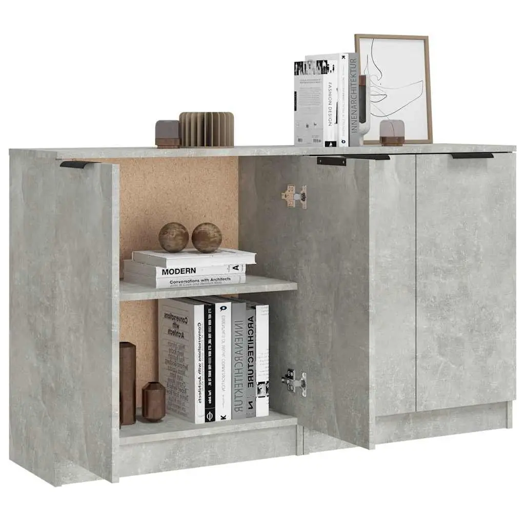Sideboard Cabinet Grey 60x30x70 cm Storage Furniture Engineered Wood Set of 2