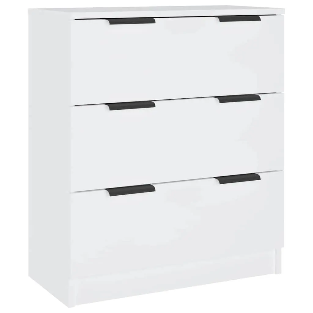 3 Piece Sideboard Buffet Cabinet White Engineered Wood Storage Furniture Display Stand