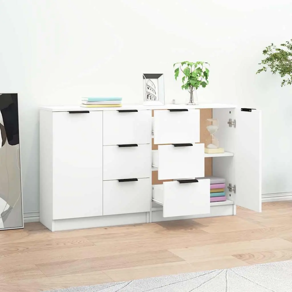 Sideboard Cabinet White Engineered Wood 60W x 30D x 70H cm Storage Furniture