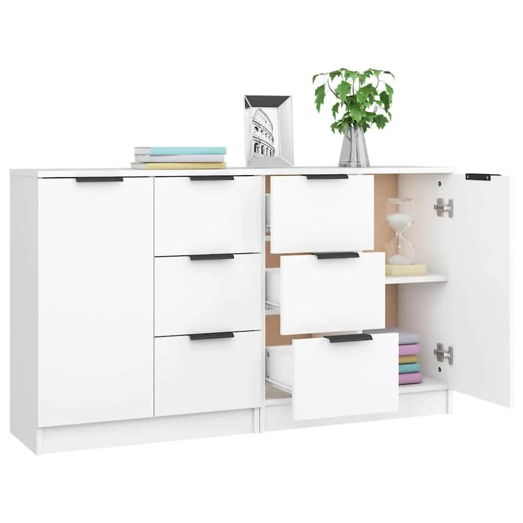 Sideboard Cabinet White Engineered Wood 60W x 30D x 70H cm Storage Furniture