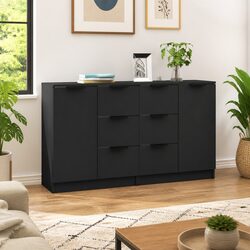 Minimalist Black Sideboard Cabinet Set of 2