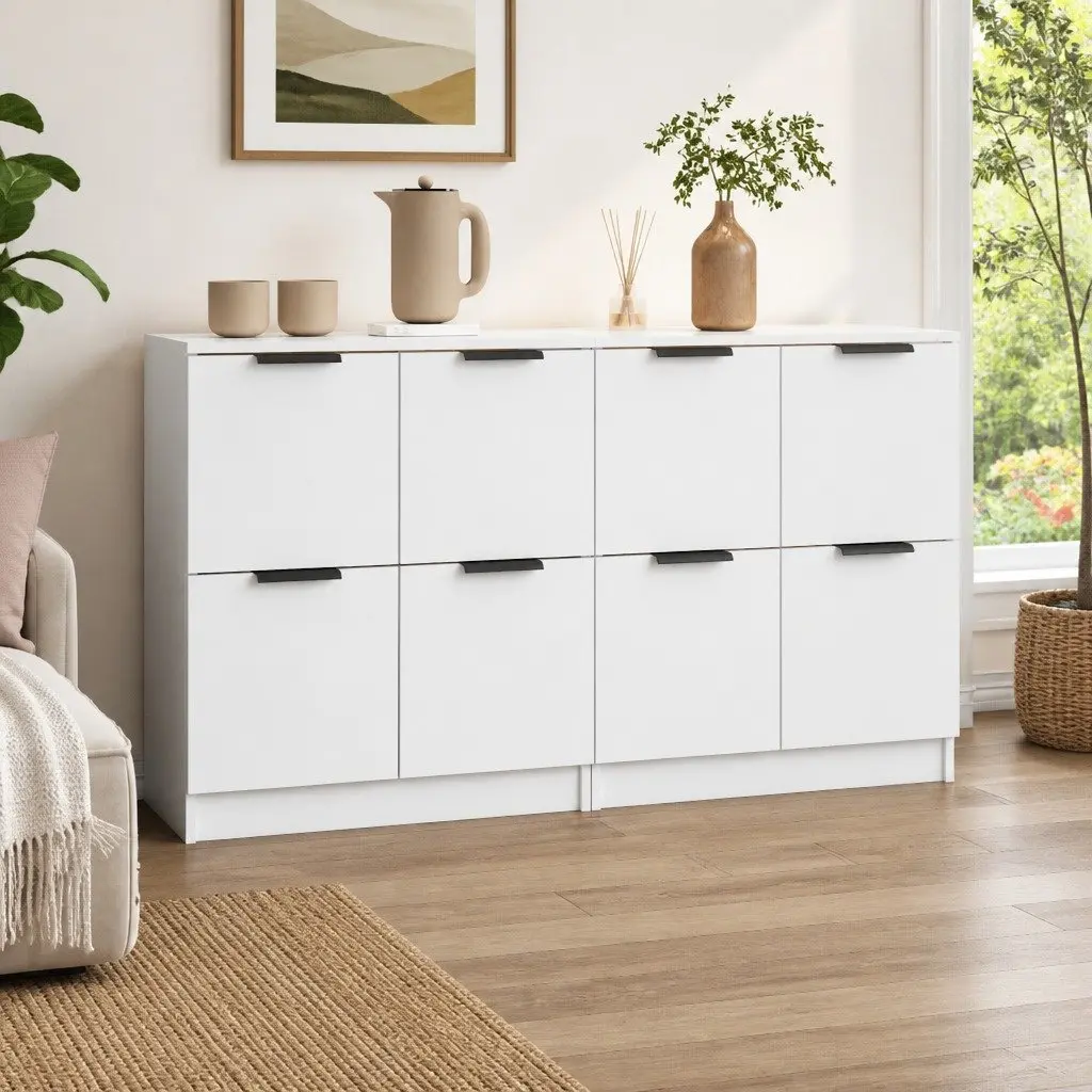 Sideboards White 60x30x70 cm Engineered Wood Storage Cabinet Furniture 2 pcs