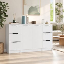 White Engineered Wood Sideboards - 3 Piece Set