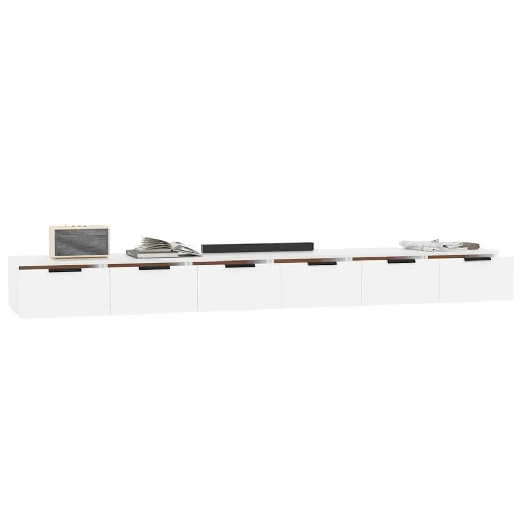 Wall Cabinets 2 pcs White Floating Storage Shelves Engineered Wood Living Room