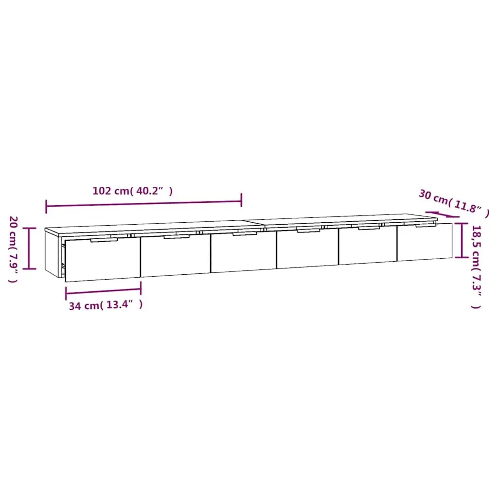 Wall Cabinets 2 pcs White Floating Storage Shelves Engineered Wood Living Room