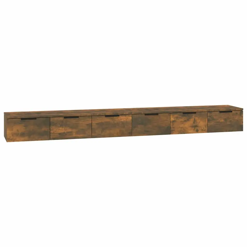 Wall Cabinets Smoked Oak 102 x 30 x 20 cm Engineered Wood Floating Shelves Storage 2 Piece