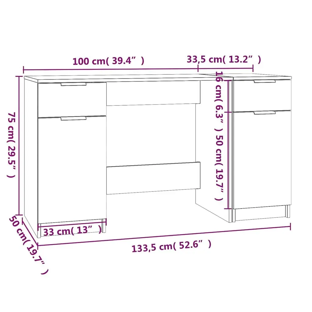 White Writing Table with Side Cabinet Storage