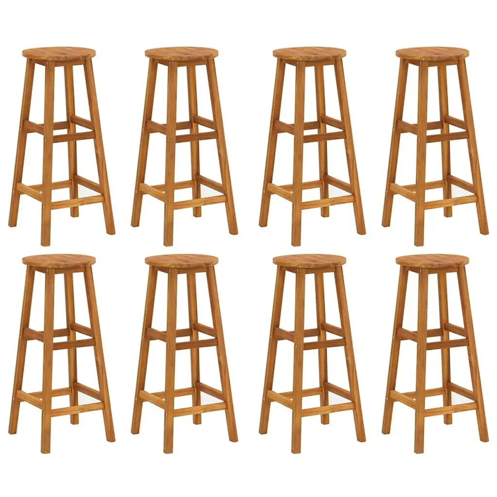 Bar Stools 8 pcs Solid Wood Acacia Brown Rustic Design Outdoor Indoor Seating