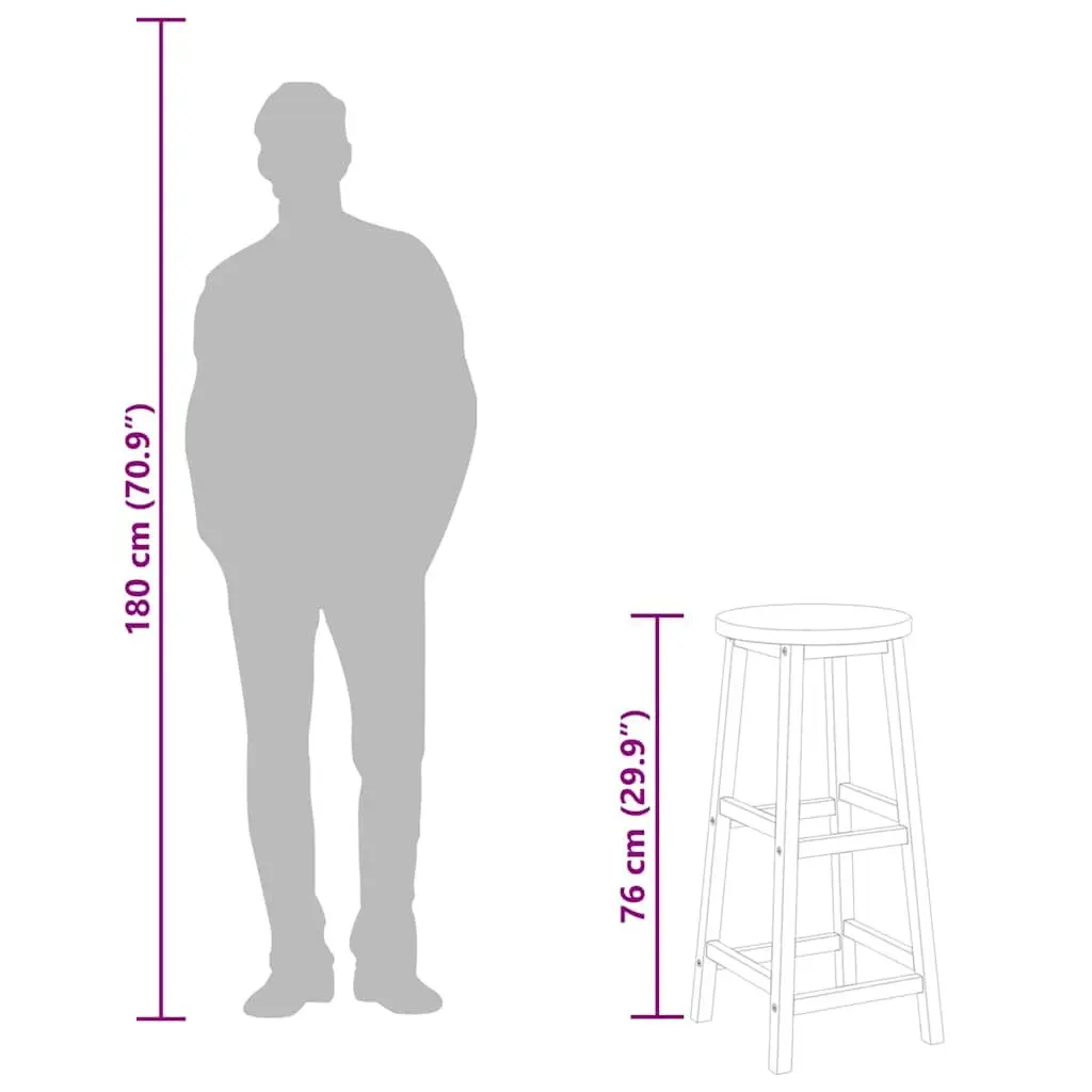 Bar Stools 8 pcs Solid Wood Acacia Brown Rustic Design Outdoor Indoor Seating