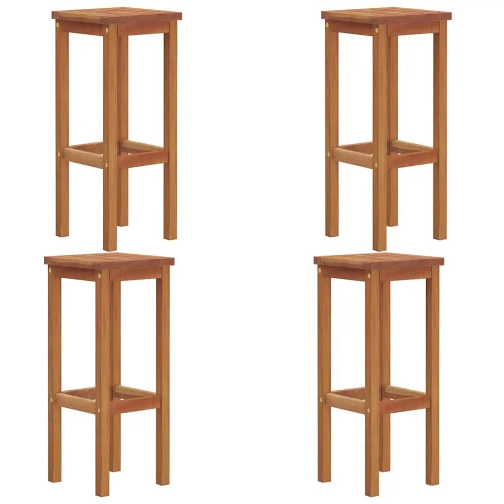 Solid Wood Bar Stools Rustic Brown 4 Piece Acacia Outdoor Kitchen